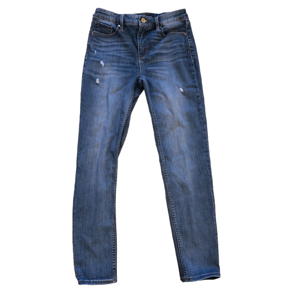 White House Black Market Jeans Women's Sz 2 Skinny Ankle Distressed Medium Wash